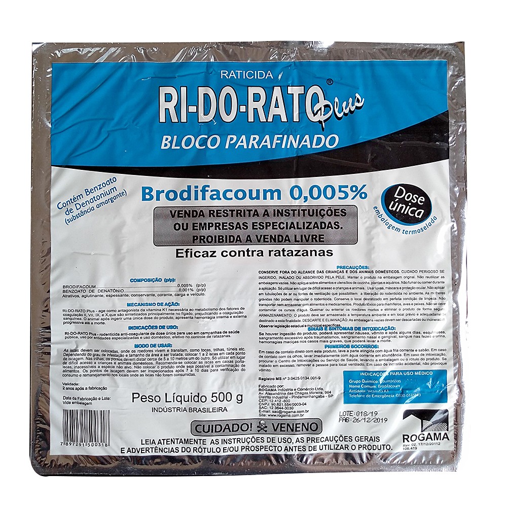 Ri do Rato Plus Bloco Parafinado 20g | 500 g
